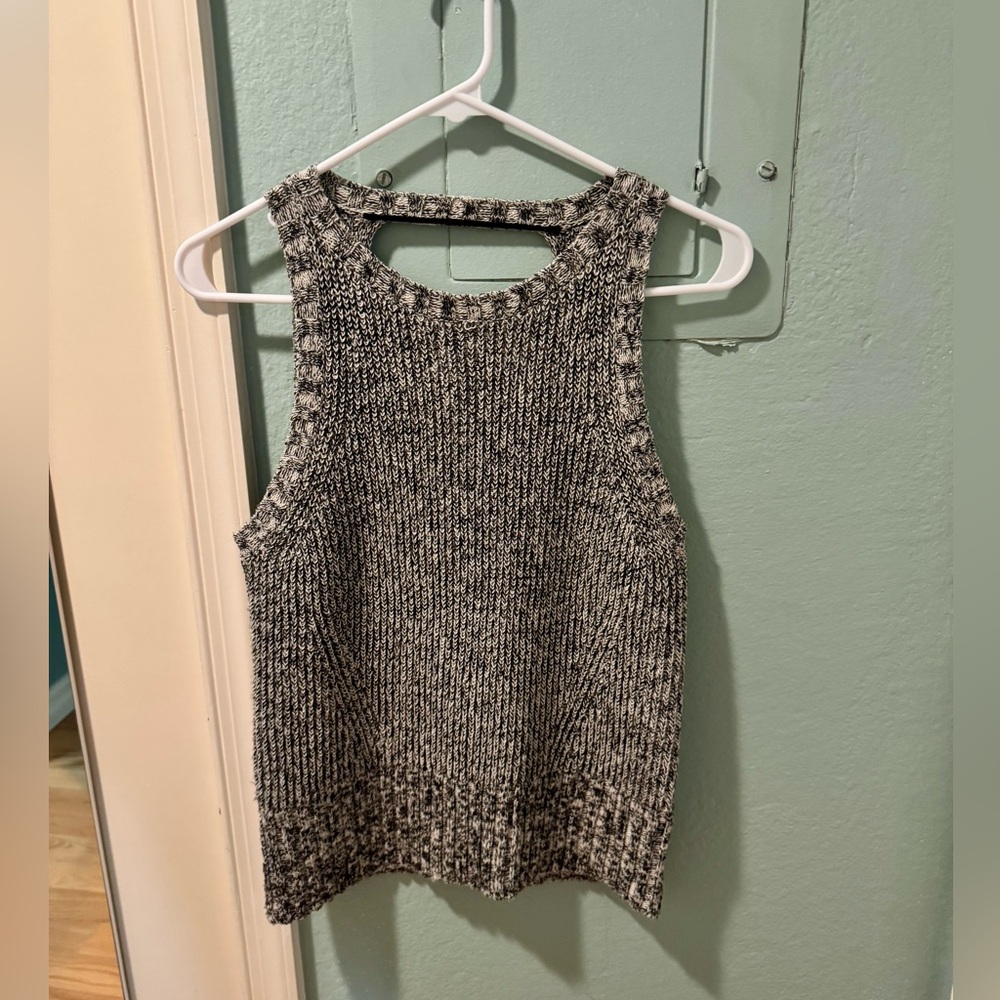 Theory Black and White Knit Tank Top